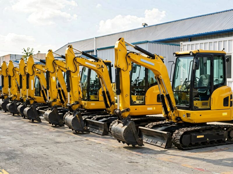 Mini excavator rental fleet yard