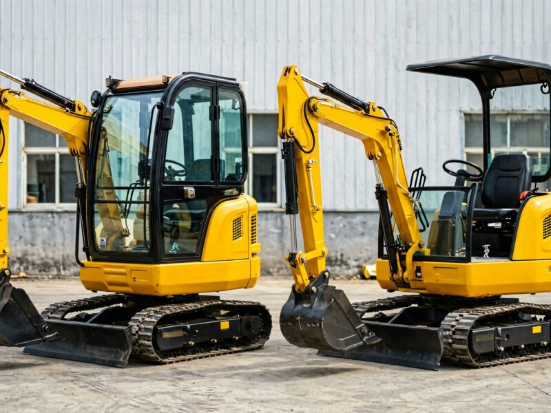 Mini excavator with cab and canopy comparison