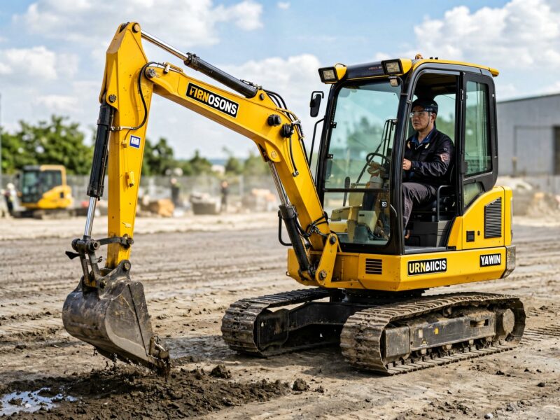 Mini excavator with laser grade control system